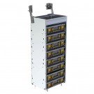 Partskeeper cabinet, aluminum, with 8 carry cases, 14"d x 19"w x 44 1/2"h, C4-PA18-8