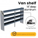 N5 Composite Aluminum Van Shelving, 96″ Wide, 4 Trays – N5-RA96-4C